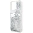 DKNY Husa Liquid Glitter Big Logo iPhone 15 Pro Alb