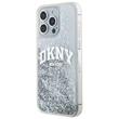 DKNY Husa Liquid Glitter Big Logo iPhone 15 Pro Alb