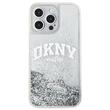 DKNY Husa Liquid Glitter Big Logo iPhone 15 Pro Alb