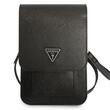 Guess Geanta PU Saffiano Triangle pentru Telefon Negru, curea detasabila
