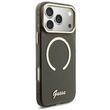 Guess Husa Glitters Script Strap MagSafe iPhone 17 Pro Max Negru