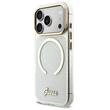 Guess Husa Glitters Script Strap MagSafe iPhone 17 Pro Transparent