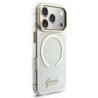 Guess Husa Glitters Script Strap MagSafe iPhone 17 Pro Transparent