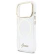 Guess Husa Glitters Script Strap MagSafe iPhone 17 Pro Transparent