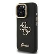 Guess Husa Grained 4G Logo Stand Camera Frame iPhone 15 Pro Negru