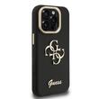 Guess Husa Grained 4G Logo Stand Camera Frame iPhone 15 Pro Negru