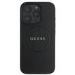 Guess Husa Grained Classic Logo MagSafe iPhone 16 Pro Negru