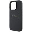 Guess Husa Grained Classic Logo MagSafe iPhone 16 Pro Negru