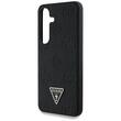 Guess Husa Grained Hot Stamp Peony Pattern Triangle MagSafe Samsung Galaxy S25 Negru