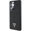 Guess Husa Grained Hot Stamp Peony Pattern Triangle MagSafe Samsung Galaxy S25 Ultra Negru