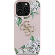 Guess Husa Grained Roses 4G Metal Logo iPhone 16 Pro Roz