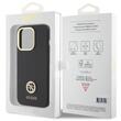 Guess Husa Liquid Silicone 4G Strass Metal Logo iPhone 15 Pro Max Negru
