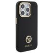 Guess Husa Liquid Silicone 4G Strass Metal Logo iPhone 15 Pro Negru