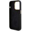 Guess Husa Liquid Silicone 4G Strass Metal Logo iPhone 15 Pro Negru
