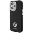 Guess Husa Liquid Silicone 4G Strass Metal Logo iPhone 15 Pro Negru