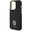 Guess Husa Liquid Silicone 4G Strass Metal Logo iPhone 15 Pro Negru