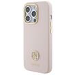 Guess Husa Liquid Silicone 4G Strass Metal Logo iPhone 15 Pro Roz