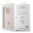 Guess Husa Liquid Silicone 4G Strass Metal Logo iPhone 15 Pro Roz