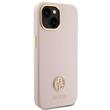 Guess Husa Liquid Silicone 4G Strass Metal Logo iPhone 15 Roz