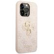 Guess Husa PU 4G Metal Logo iPhone 14 Pro Max Roz