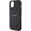 Guess Husa PU Leather 4G Colored Ring MagSafe iPhone 15 Negru