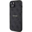 Guess Husa PU Leather 4G Colored Ring MagSafe iPhone 15 Negru