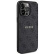 Guess Husa PU Leather 4G Colored Ring MagSafe iPhone 15 Pro Max Negru