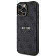 Guess Husa PU Leather 4G Colored Ring MagSafe iPhone 15 Pro Negru