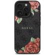 Guess Husa PU Leather 4G Roses MagSafe iPhone 16 Pro Negru