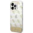 Guess Husa Peony Glitter Script Logo iPhone 14 Pro Auriu
