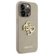 Guess Husa Perforated 4G Glitter Metal Logo iPhone 15 Pro Auriu