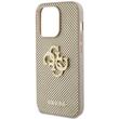 Guess Husa Perforated 4G Glitter Metal Logo iPhone 15 Pro Auriu