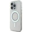 Guess Husa Rhinestones Ring MagSafe iPhone 16 Pro Alb