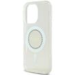 Guess Husa Rhinestones Ring MagSafe iPhone 16 Pro Alb