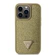 Guess Husa Rhinestones Triangle Metal Logo iPhone 15 Pro Auriu