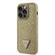 Guess Husa Rhinestones Triangle Metal Logo iPhone 15 Pro Auriu
