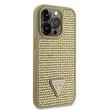 Guess Husa Rhinestones Triangle Metal Logo iPhone 15 Pro Auriu