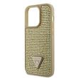 Guess Husa Rhinestones Triangle Metal Logo iPhone 15 Pro Auriu
