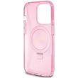 Guess Husa Ring Stand Glitter MagSafe iPhone 15 Pro Roz