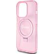 Guess Husa Ring Stand Glitter MagSafe iPhone 15 Pro Roz
