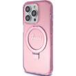 Guess Husa Ring Stand Glitter MagSafe iPhone 15 Pro Roz