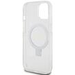 Guess Husa Ring Stand Glitter MagSafe iPhone 15 Transparent