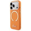 Guess Husa Script Metal MagSafe iPhone 17 Pro Portocaliu