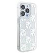 DKNY Husa Liquid Glitter Multilogo iPhone 15 Pro Alb