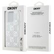 DKNY Husa Liquid Glitter Multilogo iPhone 15 Pro Alb