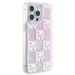 DKNY Husa Liquid Glitter Multilogo iPhone 15 Pro Roz