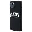 DKNY Husa Liquid Silicone White Printed Logo MagSafe iPhone 15 / 14 / 13 Negru