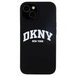 DKNY Husa Liquid Silicone White Printed Logo MagSafe iPhone 15 / 14 / 13 Negru