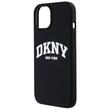 DKNY Husa Liquid Silicone White Printed Logo MagSafe iPhone 15 / 14 / 13 Negru