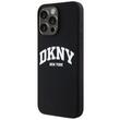 DKNY Husa Liquid Silicone White Printed Logo MagSafe iPhone 15 Pro Max Negru
